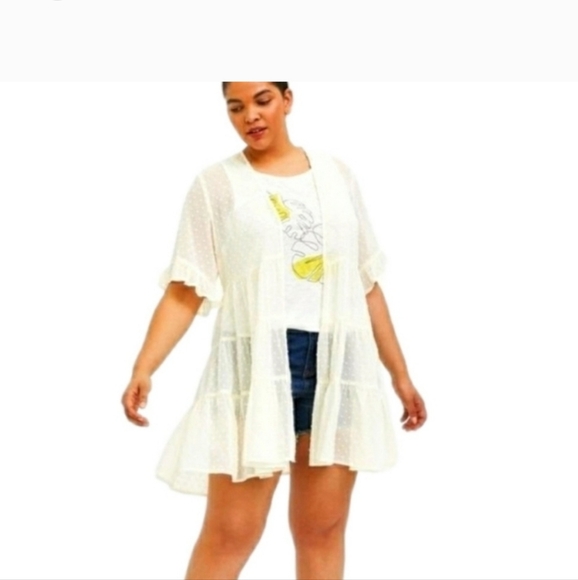 Torrid Coverup/ Kimono Ivory Size 5 - Picture 16 of 16